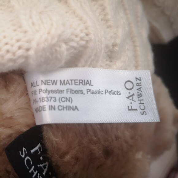 2017 FAO Schwarz Brown w/ Beige Cardigan Stuffed Plush Anniversary Bear 15" - Picture 6 of 7